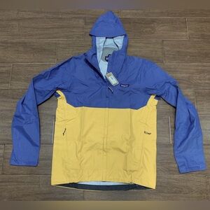 Patagonia Torrentshell 3L Men’s Hooded Jacket Small - Blue/Yellow- NWT